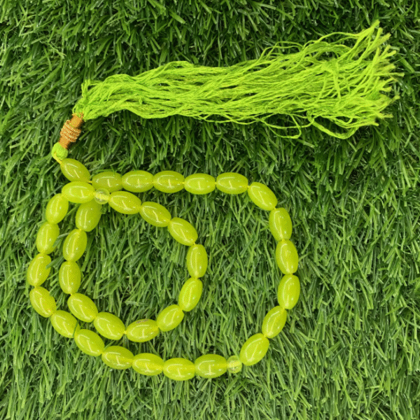 Aqeeq Green Tasbeeh 14x8mm (33 Beads) - Image 2