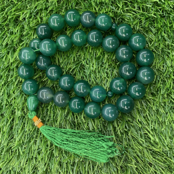 Aqeeq Green Tasbeeh 14mm (33 Beads) - Image 2