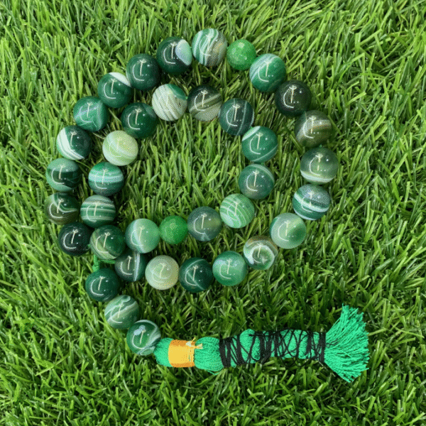Aqeeq Green Tasbeeh 12.5mm (33 Beads) - Image 2