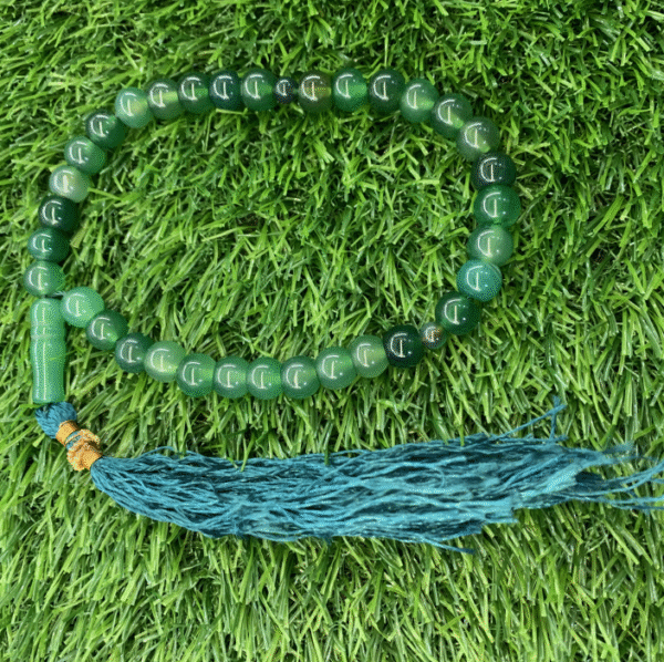 Aqeeq Green Tasbeeh 10mm (33 Beads) - Image 2