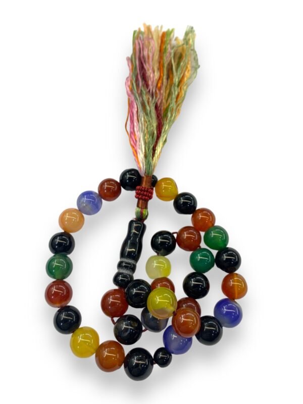 Aqeeq Multi-Colour Tasbeeh 10mm (33 Beads) - Image 3