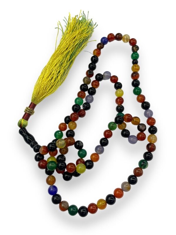 Aqeeq Multi-Colour Tasbeeh 8mm (100 Beads) - Image 3