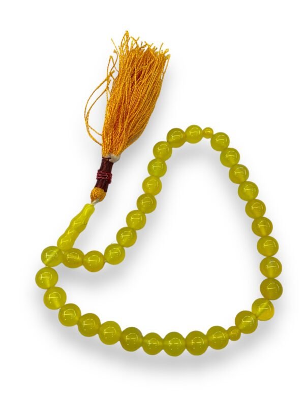 Yellow Aqeeq Tasbeeh 10mm (33 Beads) - Image 3