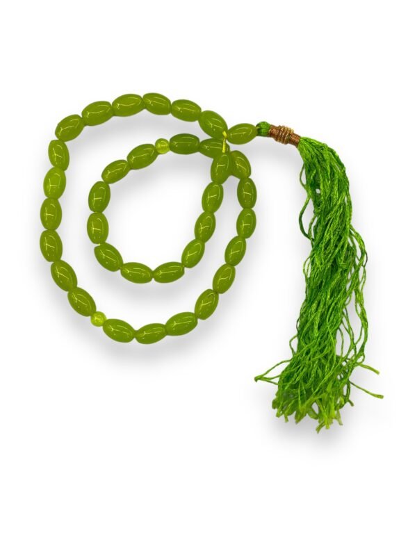 Aqeeq Green Tasbeeh 14x8mm (33 Beads) - Image 3