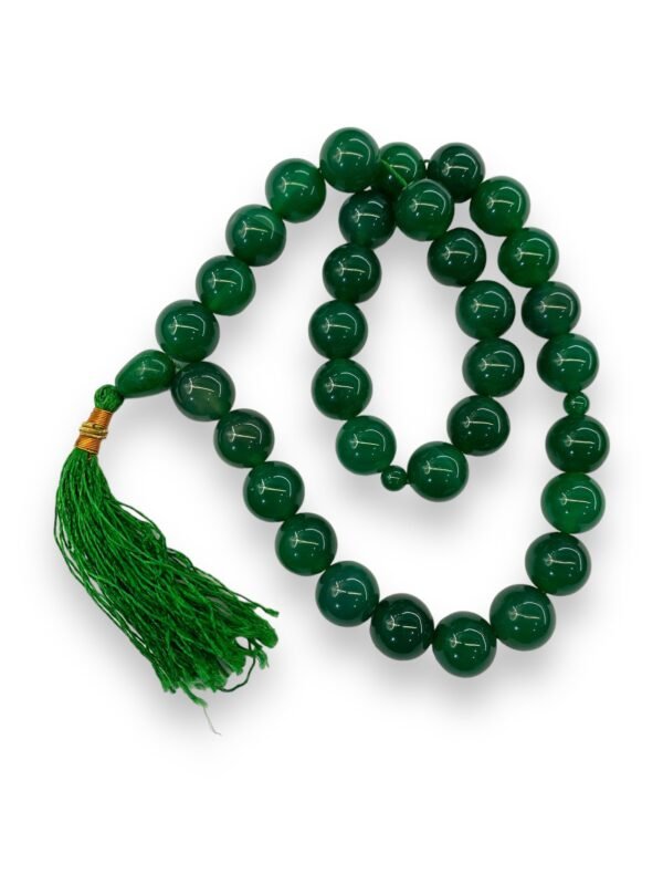 Aqeeq Green Tasbeeh 14mm (33 Beads) - Image 3