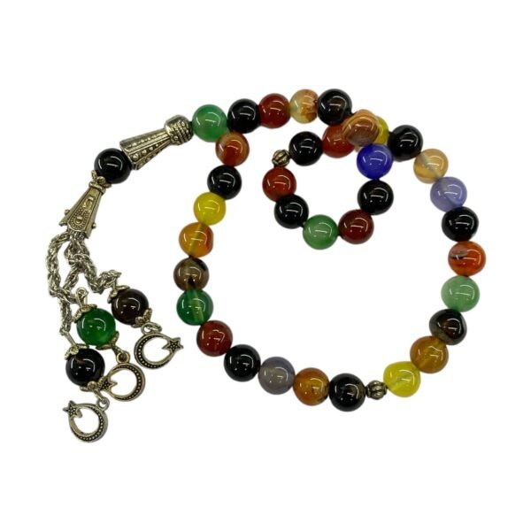 Aqeeq Multi-Colour Tasbeeh 8mm (33 Beads) - Image 3