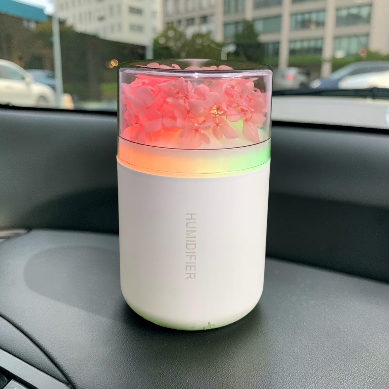 Humidifier with Pink Rose – Multicolor LED Light Type-C Aroma Diffuser Air Humidifier